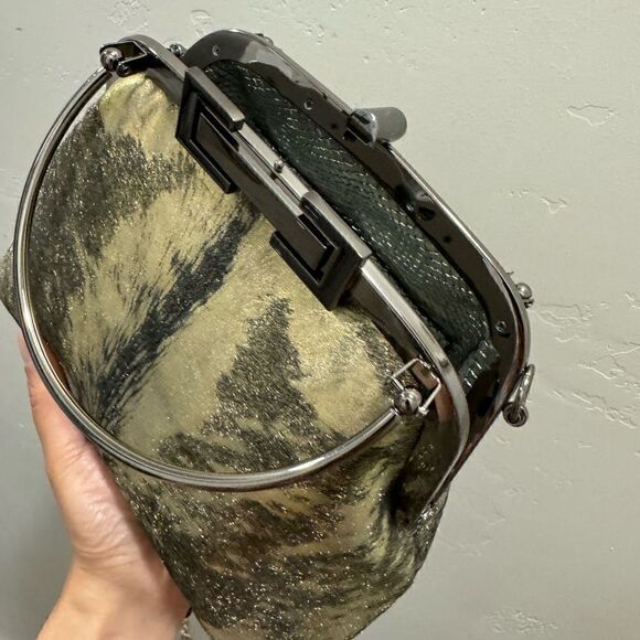 Handmade Gold Metallic Natural Hair-On Calfskin Top Handle Bag/Multi Way Use - Picture 13 of 16